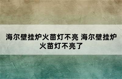 海尔壁挂炉火苗灯不亮 海尔壁挂炉火苗灯不亮了